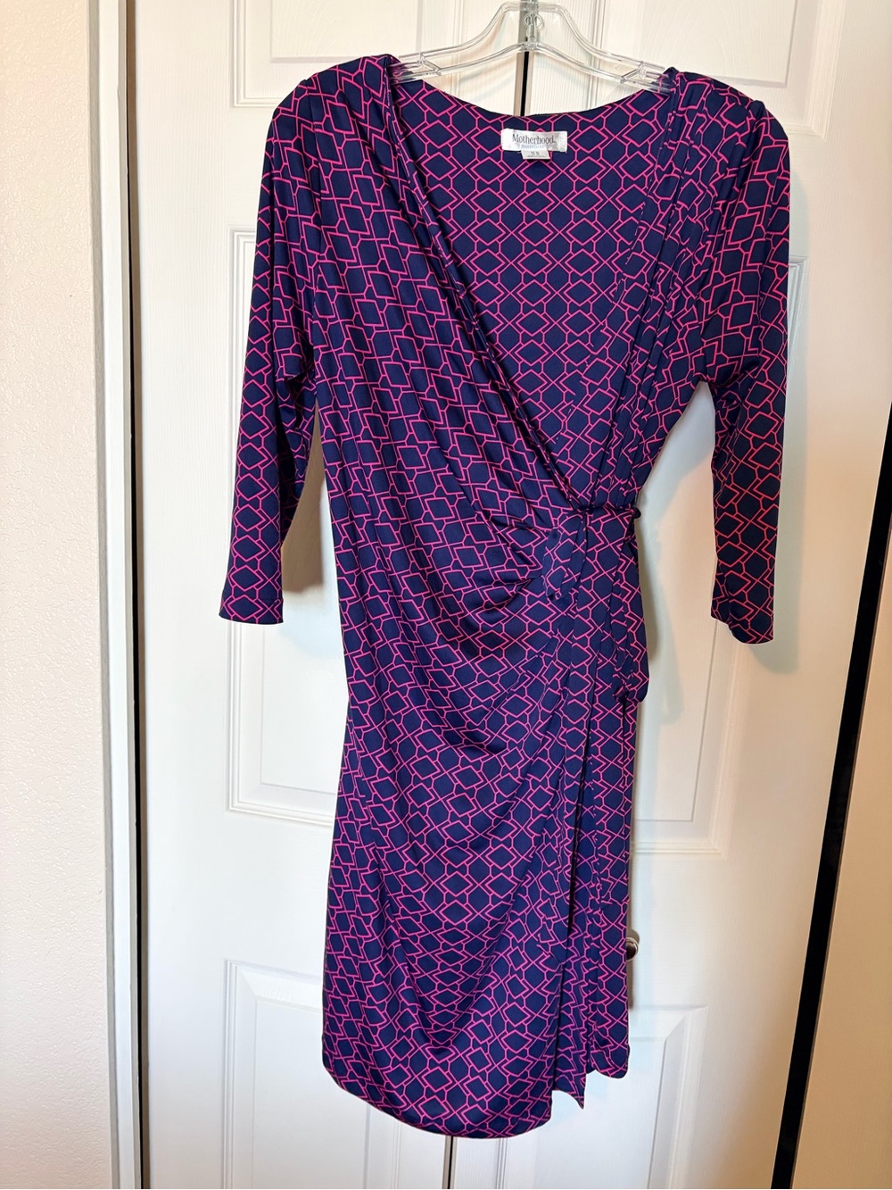 Blue and pink wrap dress